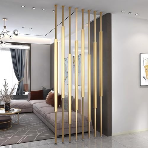 Room Divider Floor to Ceiling Room Dividers Pole - 2 Pieces, Gold Doorway Hotel Cubicle Cubicle Decor, DIY Separator Partition Bars with All Accessories(260cm/102.4in/8.5ft)