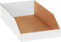 Top Pack Supply Open Top Bin Boxes, 10" x 18" x 4 1/2", White (Pack of 25)