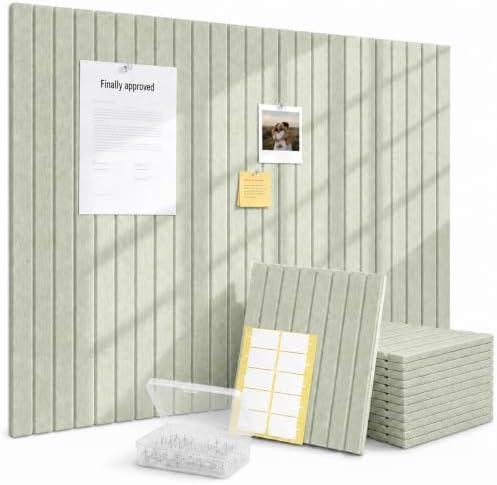 Large Felt Bulletin Board 12-Pack,48"x36" Cork Board,Sage Green