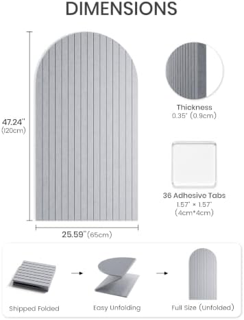 Large Arched Felt Bulletin Board 47.2''×25.5'', Soft Gray
