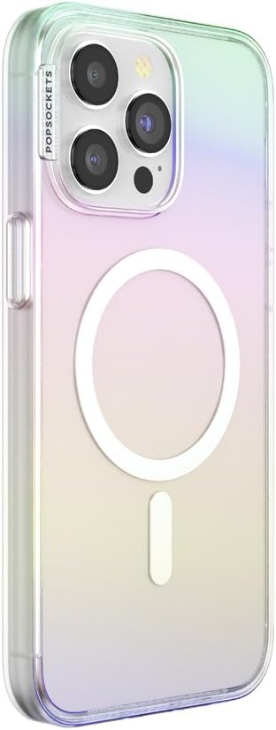 PopSockets iPhone 15 Pro Max Phone Case w/MagSafe- Shimmer | Magnetic, Wireless Charging, Camera & Drop Protection, Rainbow, Colorful, iPad, Removable, Popper