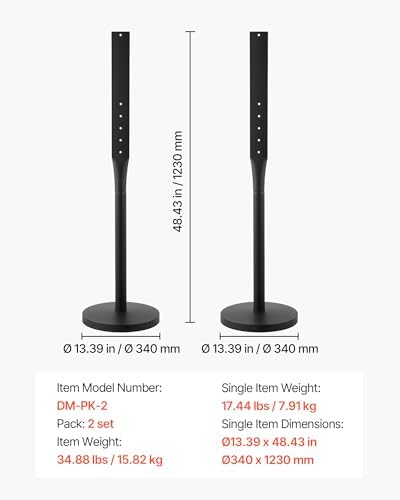 VEVOR Portable Sign Post, 2-Pack, 4 ft Tall, Metal Sign Stands with Heavy Duty Cast Iron Base, Multi-Hole Design for Easy Installation, Wind-Resistant, for Indoor and Outdoor Parking, Warning, Notice