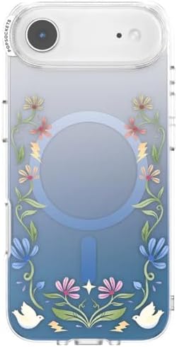 PopSockets iPhone 17 Air Phone Case with MagSafe, Wireless Charging Compatible, Disney - Boho Wildflowers Blue