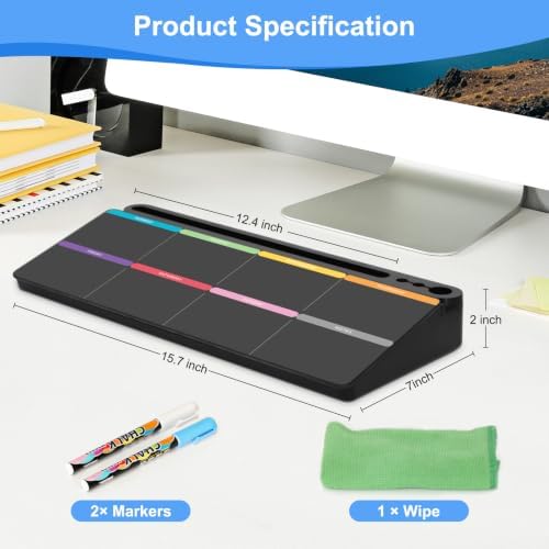 Desktop Glass Whiteboard with Storage, Weekly Calendar Desk White Board