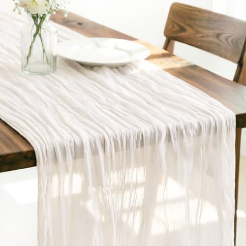 Ivory Cheesecloth Table Runner Fall Boho Wedding Birthday Home Decor
