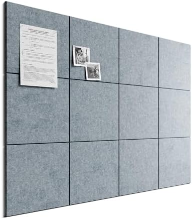 Bumusty 48"x 36" Large Felt Bulletin Board Tiles, Blue Gray
