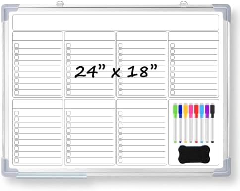 Lincia 18" x 24" Magnetic to Do List Whiteboard, Weekly Planner, White
