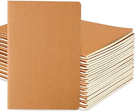 24 Pack College Ruled Notebook & Journal Bulk, Kraft Cover, Line Thick Paper, A5 Size, 5.5x8.3 inch, 60 Pages, Small Subject Note Pad Planner Set for Women Men Kids Traveler Student Office