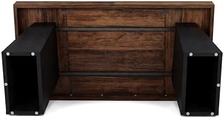 Tribesigns 55" Executive Desk, Wooden Office Desk with Double Pedestal, Modern Simple Computer Writing Table for Home Office, Brown & Black
