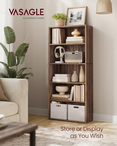 VASAGLE 5-Tier Bookshelf, Storage Organizer, 23.6 x 9.4 x 52.8 Inches
