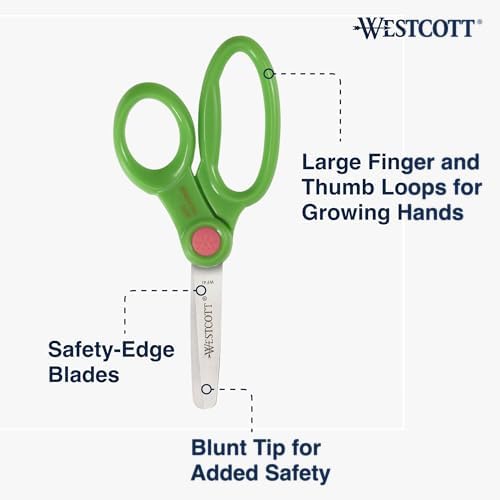 Westcott School Scissor Caddy and 5-Inch Blunt Safety Scissors for Kids, Back to School, Classroom Supplies, Assorted, 24 Pack (14756)