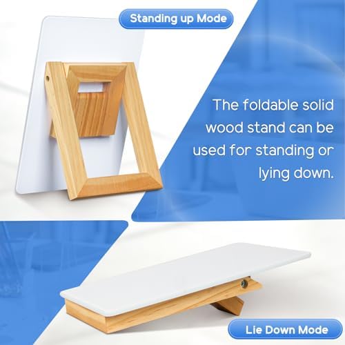 Desktop Glass Whiteboard, 9.5"x 6.7" Desk Dry Erase Board with Wood Stand