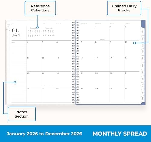 Blue Sky 2026 Weekly & Monthly Planner Calendar, 8.5"x11", Lindley