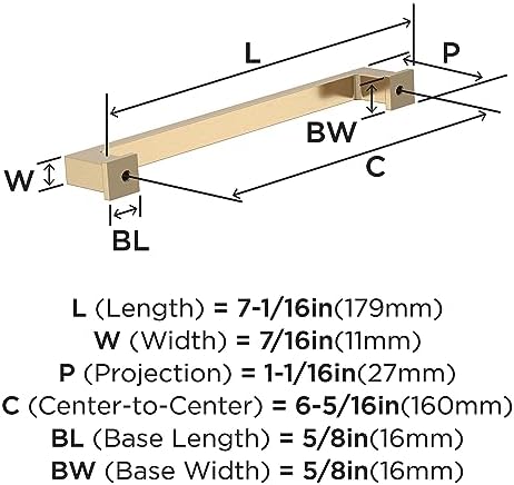 Amerock 10BX37033CZ | Champagne Bronze Cabinet Pull | 6-5/16 inch (160mm) Center-to-Center | 10 Pack | Bridgeport | Furniture Hardware