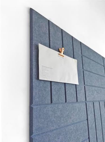 Felt Bulletin Board Tiles | Modern Cork Board Alternative | Large Cork Boards for Walls | Aesthetic Felt Wall Panels for Office & Home Decor | Pinboard & Photo Board (12-Pack) | Denim Blue