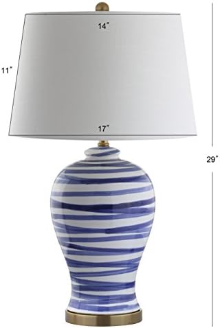 JONATHAN Y Joelie Ceramic Table Lamp Modern Coastal 29", Blue/White