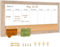 Magnetic Weekly Whiteboard and Cork Board, Brown Wood Frame, 16" x 8"