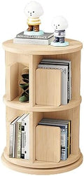 GAMAK Rotating Bookshelf Kids Bookshelf with Storage Small Bookshelf 360 Display 2-4 Tier Floor Standing Bookcase Used in Bedrooms Study Room (Size : Straight Edge, Color : Two)