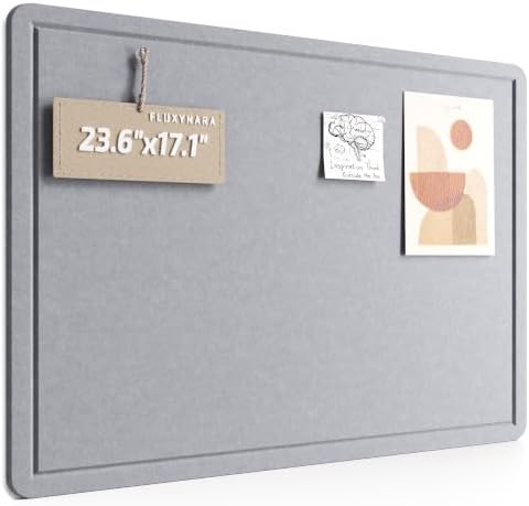 Fluxynara 23.6" x 17.1" Bulletin Board, Soft Gray
