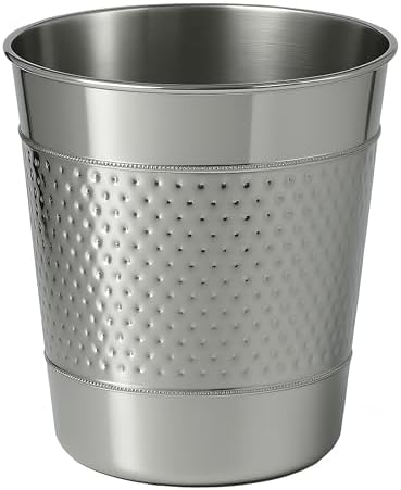 happimess Riley 2 Gal Hammered Steel Bin 10" H, Polished Steel