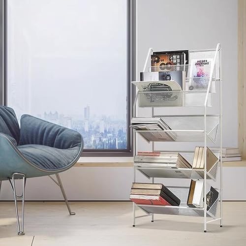 zktoermn Metal Storage Shelves Book, Newspaper, Magazine Storage Rack Storage Shelving Unit Organizer for Laundry Kitchen Bathroom Pantry Closet (Color : White, Size : 55x28x92cm)