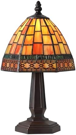 JONATHAN Y Carter Tiffany Style Stained Glass Table Lamp 12", Red/Yellow