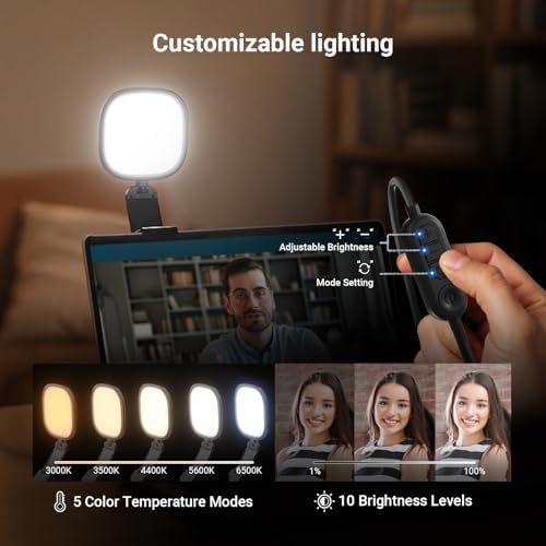 NEEWER BASICS 2Pcs 5" 10W LED Streaming Light, Bi Color Edge Lit Full Screen CRI95 USB Lamp with Multifunction Desk Stand, Monitor Laptop Computer Webcam Video Conference Zoom Recording Lighting, NL10