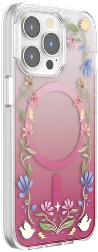 PopSockets iPhone 13 Pro Phone Case with MagSafe, Wireless Charging Compatible, Disney - Boho Wildflowers Maroon