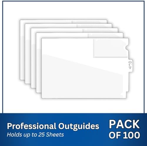 Doctor Stuff - Center Tab Vinyl Out Guides, Diagonal Cut Front Pocket, Top Charge Out Slip Pocket, Plastic File Folder, Letter Size 9" x 13-1/4", White, 100/Box