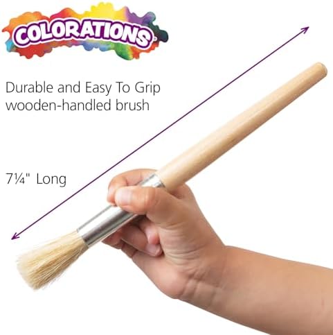 Colorations Classic Wooden Chubby Brushes Set of 24, Ages 2+ | Kids, All-Purpose Paint Brushes, Use for Arts & Crafts Projects & All Types of Mediums