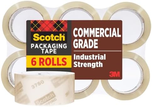 Scotch Commercial Grade Shipping Packaging Tape, 1.88" x 54.6 yd, 3" Core