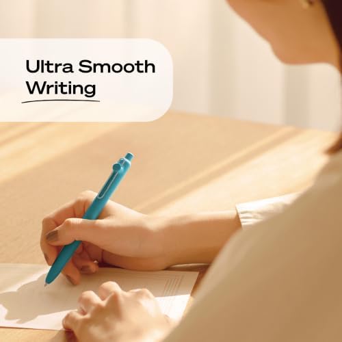 uniball™ Zento Gel Pens, Black Ink, 0.7mm Medium Point, Retractable, 8 Count, Smooth Writing, Quick-Drying, No Smear, No Bleed, Shoreline Barrel Colors