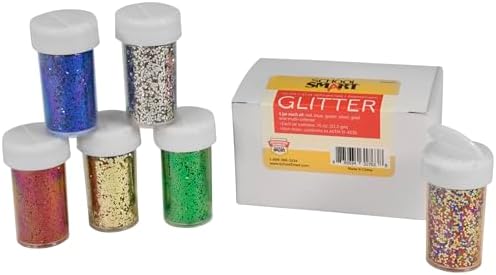 School Smart Craft Glitter, 3/4 Ounces, Assorted Colors, Pack of 6