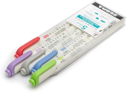 Zebra Pen MILDLINER No Bleed Highlighter, Cool and Refined, Dual Tip, 5-Pk