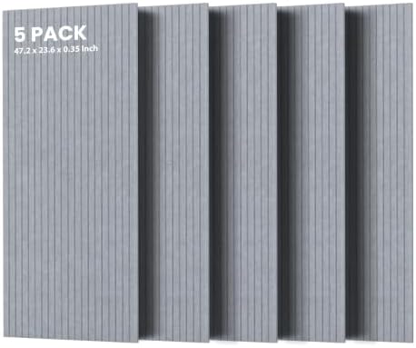 TO-TH Acoustic Wall Panels Large Sound Absorbing Panel 5 Pack, Smoky Gray