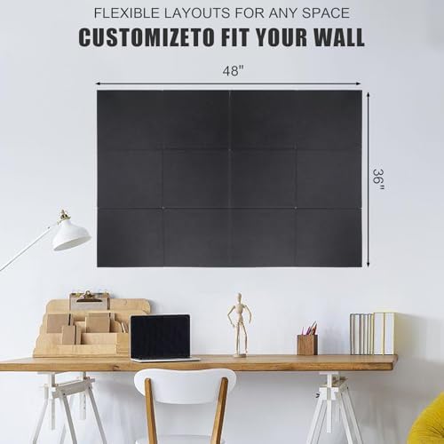 48" x 36" Large Felt Bulletin Board & Cork Board Alternative, Black