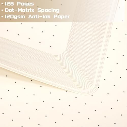 Dotted Journal/Notebook - Dot Grid Hard Cover Notebook, 5.3'' x 8.26''
