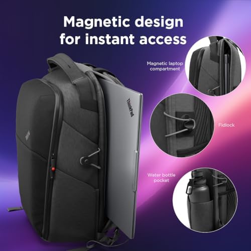 Lenovo ThinkPad 16” Click Go Backpack (Aura Edition) – Magnetic One Hand Access, Fidlock Closure, EVA Protection, Lightweight 18L Laptop Backpack, Dark Grey