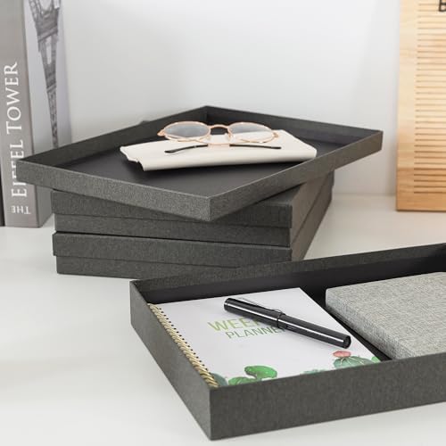 Soul & Lane - Letter Size Document Storage Boxes with Lids, Set of 3, Gray | Flat Cardboard Paper Organizers for Letters, Files, Photos and Crafts, Stackable Office Keepsake Storage for Manuscripts