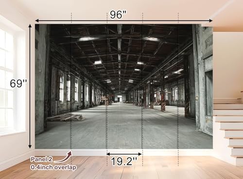 Wall Mural Peel and Stick Empty Abandoned Large Wallpaper Self Adhesive Contact Paper Removable 3D Wall Sticker for Living Room Bedroom 69"x96"