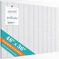 Cork Board for Walls 48" x 36", Bulletin Board for Office Decor, 12 Pack Felt Wall Tiles with Safe Removable Adhesive, Pin Tack Corkboard for Quilting Design & Dart Wall Protector - White