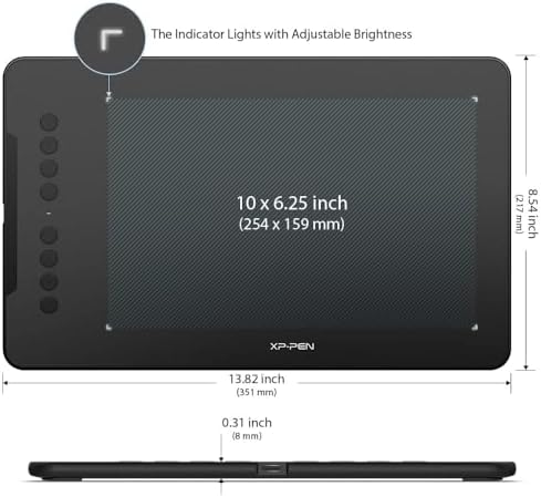 XPPen Deco 01 V3 10x6 Drawing Tablet, 16K Battery-Free Stylus, 8 Keys