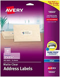 Avery Printable Address Labels with Sure Feed, 1" x 2-5/8", Matte Clear, 300 Blank Mailing Labels (18660)