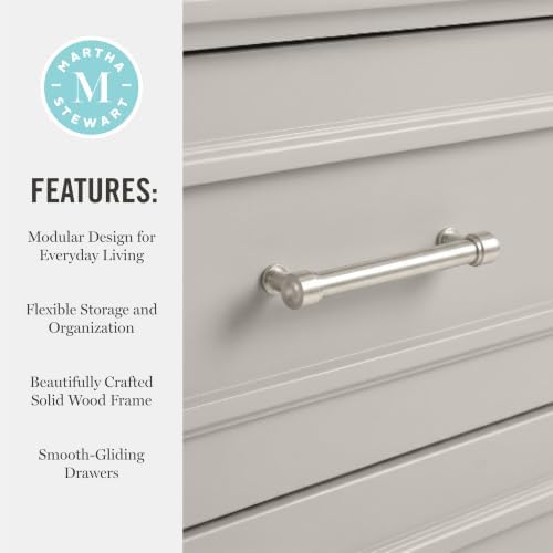 Martha Stewart Lily Pond Modular 3 Drawer Cabinet and Hutch, Sharkey Gray