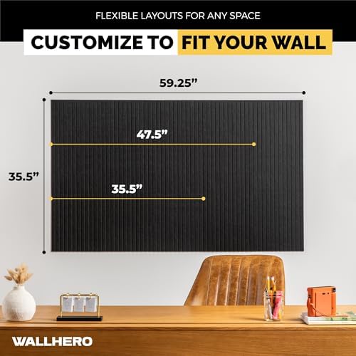 WALLHERO Large Bulletin Board, Tack Board, 59"x36" | 15 Pack | Wall Pin Board, Cork Board Alternative for Walls, Tablero de Corcho para Pared, Cord Board for Wall (Black Slats)