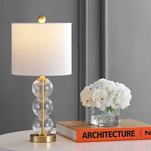 JONATHAN Y February 21" Stacked Sphere Table Lamp, Clear/Brass Gold