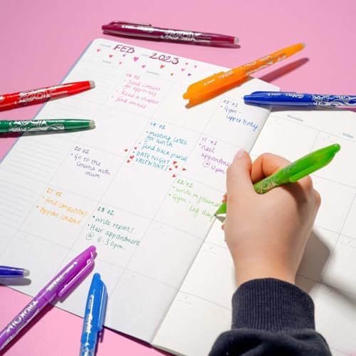 PILOT Frixion Heat/Friction Erasable Rollerball Pen FR7 - Medium 0.7mm Nib - In Envelope Gift Packaging - Pack of 10 - Black, Brown, Red, Orange, Pink, Violet, Blue, Light Blue, Lime Green, Green