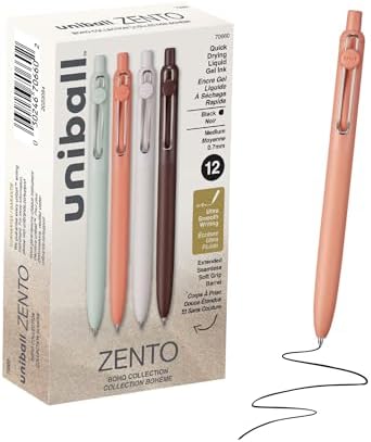 uniball™ Zento Gel Pens, Black Ink, 0.7mm Medium Point, 12 Count