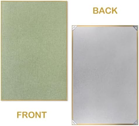 SELEAD Linen Bulletin Board 30” x 20” - Golden Aluminum Frame, Green Fabric
