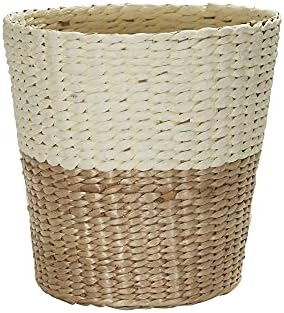 Household Essentials 2-Tone Woven Waste Basket, HandWoven Paper Rope Basket, Sturdy and Flexible, Great for the Bathroom, Office or Bedroom